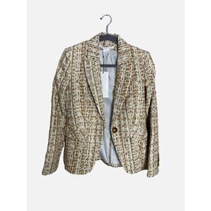 Veronica Beard Women's Tweed Cutaway Blazer Jacket Long Sleeve Ivory Size 2